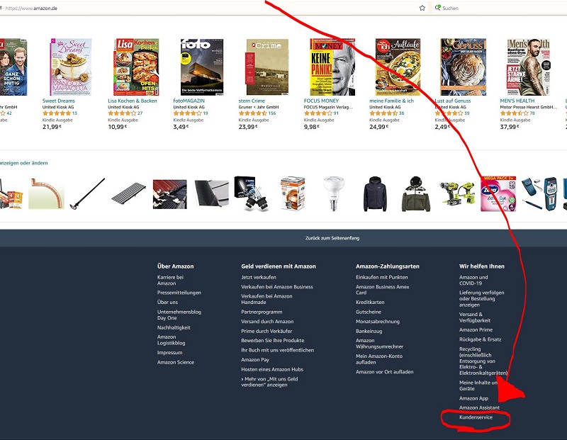 amazon kontakt aufnehmen