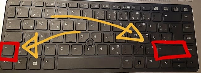 shift-Umschalttaste auf der PC Tastatur finden