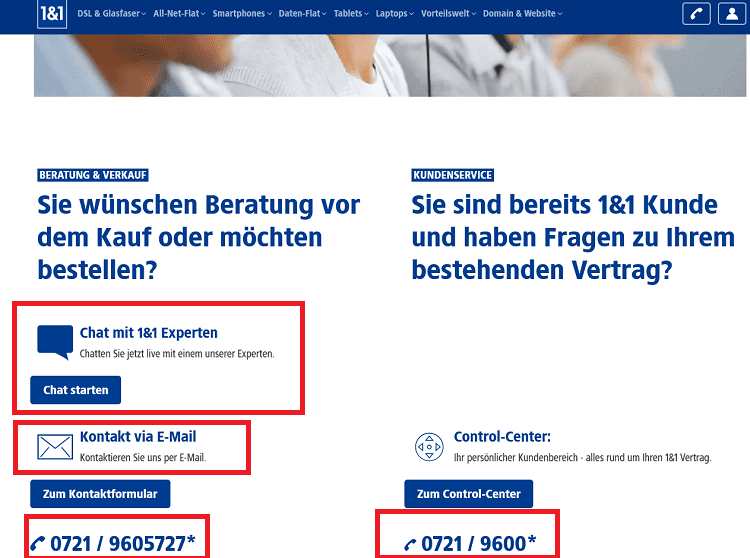 1und1 Kundenservice Kontakt aufnehmen