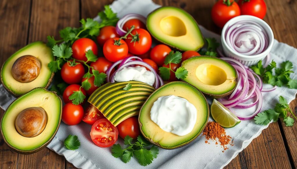 Avocado-Salat Zutaten Übersicht