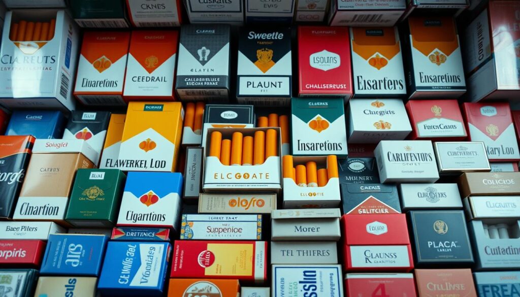 Packungsvariationen der Zigarettenmarken
