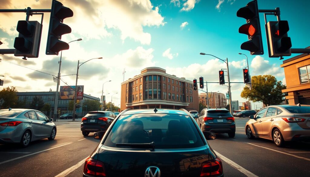 Sie möchten geradeaus weiterfahren – wie verhalten Sie sich richtig