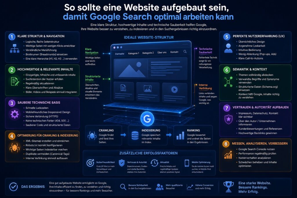 So sollte eine Website aufgebaut sein google optimiert So sollte eine Website aufgebaut sein, damit Google Search optimal arbeiten kann