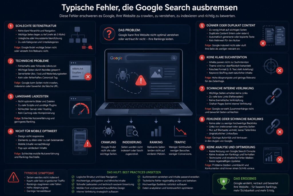 Typische Fehler, die Google Search ausbremsen Typische Fehler, die Google Search ausbremsen